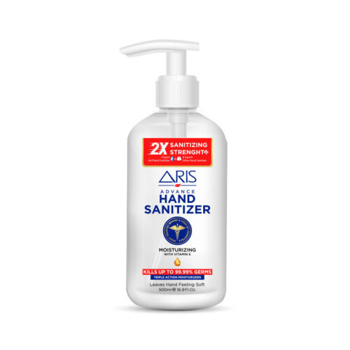 Aris Hand Sanitizer 500ml With Vitamin E – Kills Up To 99.9% Germs AED 20
