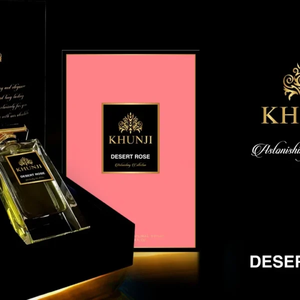 Desert Rose By Khunji Eau de Parfum for Unisex Astonishing Collection - Sandalwood, Lavender, Spicy, Cedar, Floral Scent - Long Lasting Fragrance - Everyday Use - Multi Smell - Travel Size - Ideal Gift - 100ml