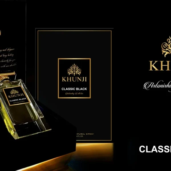 Classic Black By Khunji Eau de Parfum Astonishing Collection - Long Lasting Fragrance - Everyday Use - Multi Smell - Travel Size - Ideal Gift - 100ml