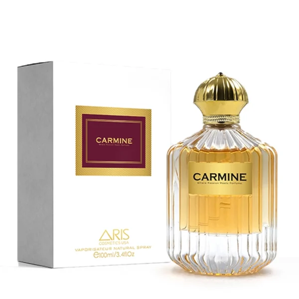 Carmine by Aris - Unisex perfumes - Eau de Parfum, Luxury Unisex , Long Lasting Fragrance, Top notes are Geranium, Saffron and Lemon; middle notes are Vetiver, Leather, Rose, Amber and Violet; base notes are Leather, Rose, Sandalwood, Agarwood (Oud) and Resin Scent - Everyday Use - Travel Size - Ideal Gift - 100ml